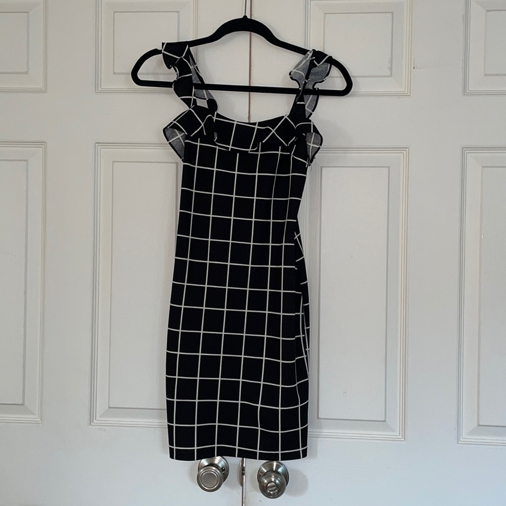 Aqua grid bodycon dress
